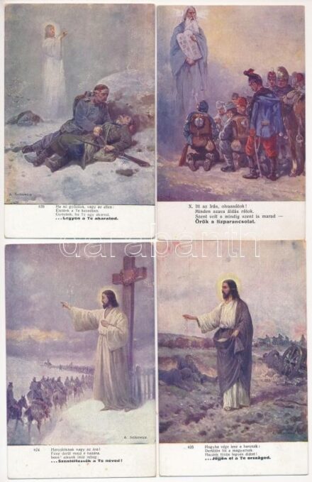 4 db RÉGI első világháborús magyar katonai képeslap / 4 pre-1945 WWI K.u.k. military postcards