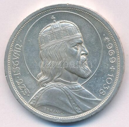 1938. 5P Ag 'Szent István' T:1-,2 patina, ph, kis karc Adamo P8.1