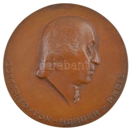 Német Szövetségi Köztársaság 1971. 'Gottfried von Herrder-Preis / Hamburg' kétoldalas emlékérem eredeti dísztokban (90mm) T:1- Federal Republic Germany 1971. 'Gottfried von Herrder-Preis / Hamburg' double-sided, cast bronze commemorative