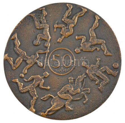 1971. 'Pécsi Bányász - 50' kétoldalas, öntött bronz jubileumi emlékérem, eredeti tokban (87mm) T:1-