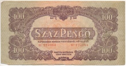 1944. 100P 'TC 124064' 'A Vöröshadsereg Parancsnoksága' T:III kis szakadások Adamo P47