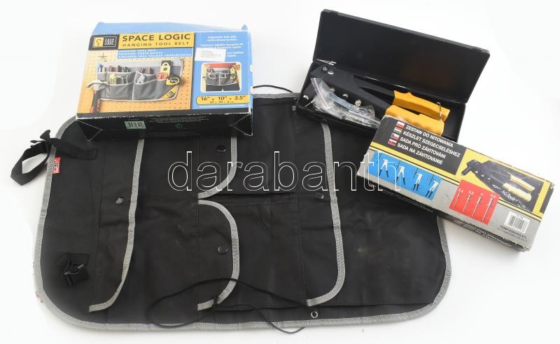 Szegecselő készlet és szerszám tartó. Original dobozban.