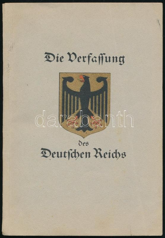 1929 Die Verfassung des Deutschen Reichs, A Német Birodalom alkotmánya, német nyelven, 64 p