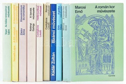 A Corvina művészettörténeti korszakokat bemutató sorozatának 9 kötete, teljes sorozat: Római művészet; Hellénisztikus művészet; A barokk művészete; Klasszicizmus és romantika; A XIX. század művészete; Az itáliai reneszánsz