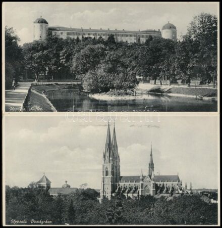 cca 1930 Uppsala képes leporello füzet, 10 képpel, kis ragasztással, 21x10 cm