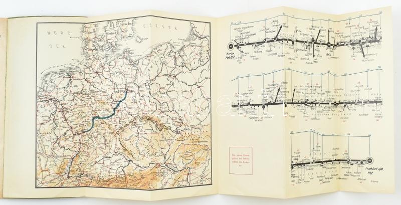 1930 Beiderseits vom Schienenweg, Berlin-Frankfurt vasútvonal látnivalóinak képes ismertetője, kihajtható térképpel - Image 2