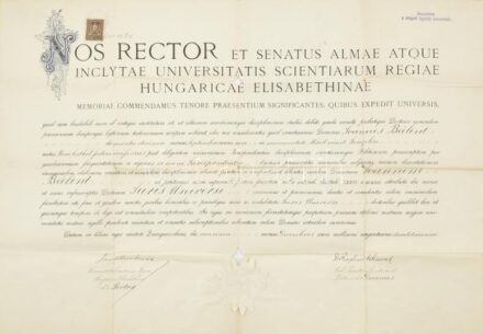 1928 Jogi diploma felzetes szárazpecséttel