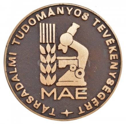 DN 'MAE - Társadalmi tudományos tevékenységért / Szocialista faluért' kétoldalas bronz plakett eredeti tokban (80mm) T:1-