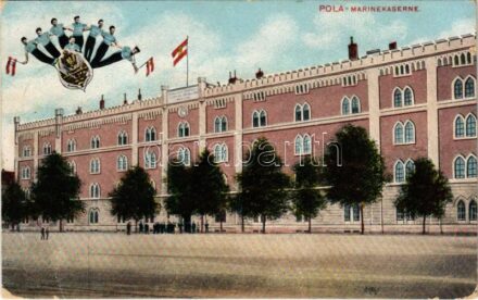 1916 Pola, Pula; K.u.K. Kriegsmarine Marinekaserne / Austro-Hungarian Navy barracks. C. Fano No. 37. + 'K.U.K. SEEMINENKOMMANDO' (EB)