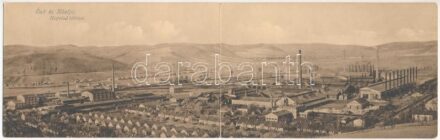 1910 Ózd és Kőalja, Kisfalud a vasgyárral. Két részes kinyitható panorámalap (fl)