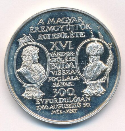 Lapis András (1942-) 1986. 'MÉE XVI. Vándorgyűlés / Buda visszafoglalásának 300. évfordulója' jelzett Ag emlékérem (35,95g/0.835/42,5mm) T:1 (eredetileg PP) Adamo BP17
