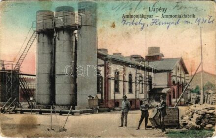 1913 Lupény, Lupeni; Ammoniákgyár / Ammoniakfabrik / ammonia factory + 'PETROZSÉNY-PISKI 128' vasúti mozgóposta (EK)