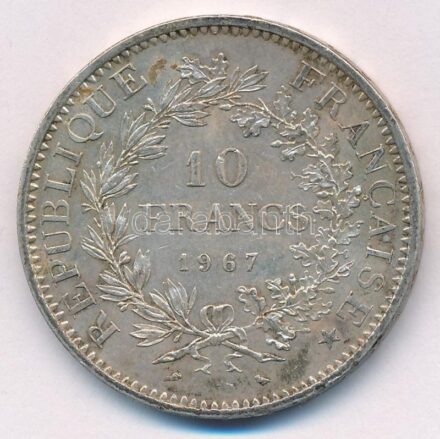 Franciaország 1965. 10Fr Ag T:1-,2 ph., patina France 1965. 10 Francs Ag C:AU,XF edge error, patina Krause KM#932