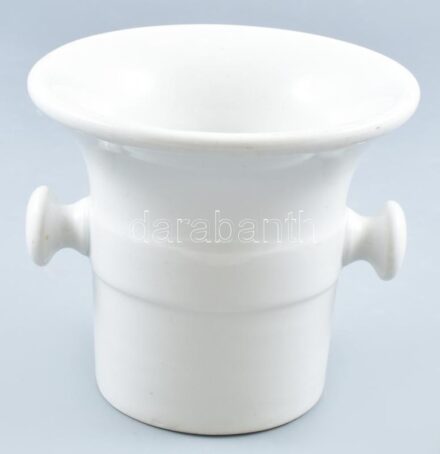 Porcelán patika mozsár törő nélkül, jelzés nélkül, kopásnyomokkal, m: 14 cm