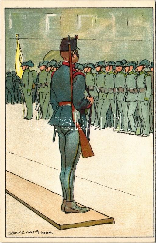 Fröhliche Weihnachten! Glückliches Neujahr! / Austro-Hungarian K.u.K. military art postcard with Christmas and New Year greetings. litho s: Ludwig Koch