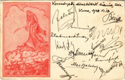 1940 M. kir. 2. honvéd gk. k. tüzérosztály Kassa / WWII Hungarian military art postcard (gyűrődés / crease)