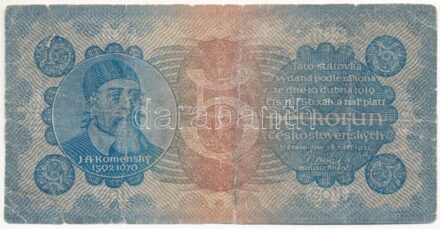 Csehszlovákia 1921. 5K '2. sorozat' T:IV ragasztva Czechoslovakia 1921. 5 Korun 'Serie 2' C:G taped Krause P#15