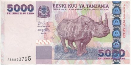 Tanzánia DN (2003-2008) 5000Sh 'AB8833795' T:II Tanzania ND (2003-2008) 5000 Shillings 'AB8833795' C:XF Krause P#38