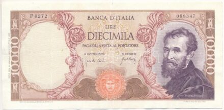 Olaszország 1966. 10.000L 'P0272 098347' 'Michelangelo' T:III kis szakadás Italy 1966. 10.000 Lire 'P0272 098347' 'Michelangelo' C:F small tear Krause P#97