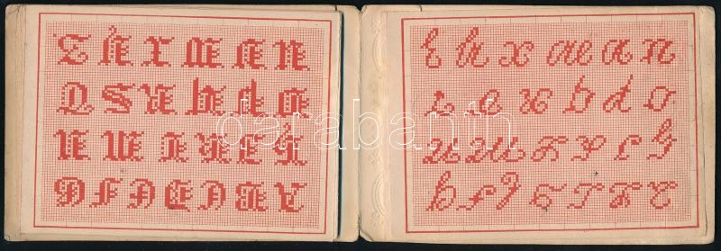 cca 1900 Hímzésmintás leporello, dombornyomott borítóval, 8x12 cm - Image 2
