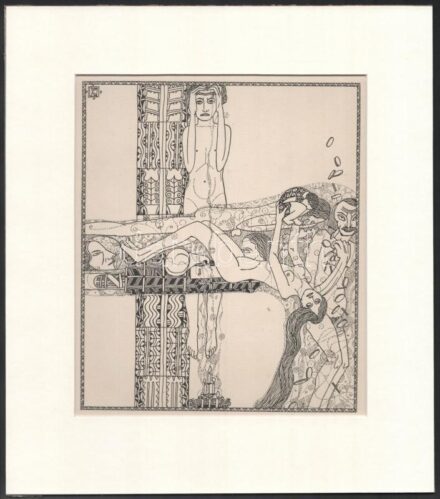 Kozma Lajos (1884-1948): Születés. Cinkográfia, papír, jelzett a cinkográfián, paszpartuban, 19,5×16,5 cm