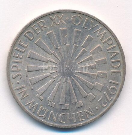 Német Szövetségi Köztársaság 1972D 10M Ag 'Müncheni Olimpia - Spirál' T:2 patina, kis karc Federal Republic Germany 1972D 10 Mark Ag 'Münich Olympics - Spiral' C:XF patina, small scratch Krause KM#134.1