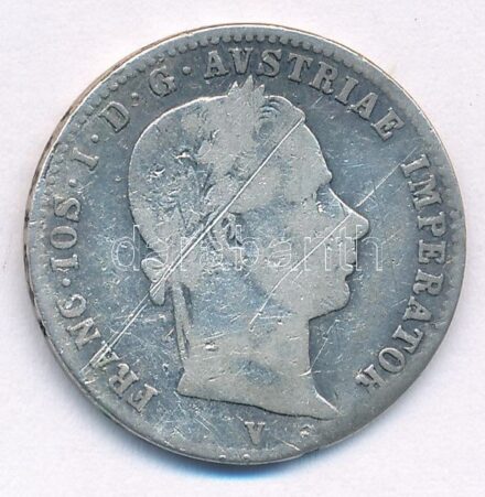 Ausztria 1859V 1/4Fl Ag 'Ferenc József' T:3 karc, ü. Austria 1859V 1/4 Florin Ag 'Franz Joseph' C:F scratch, ding Krause KM#2214