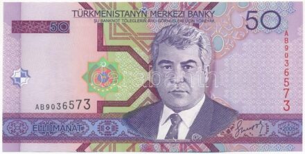 Türkmenisztán 2005. 50M 'AB 9036573' T:I Turkmenistan 2005. 50 Manat 'AB 9036573' C:UNC Krause P#17