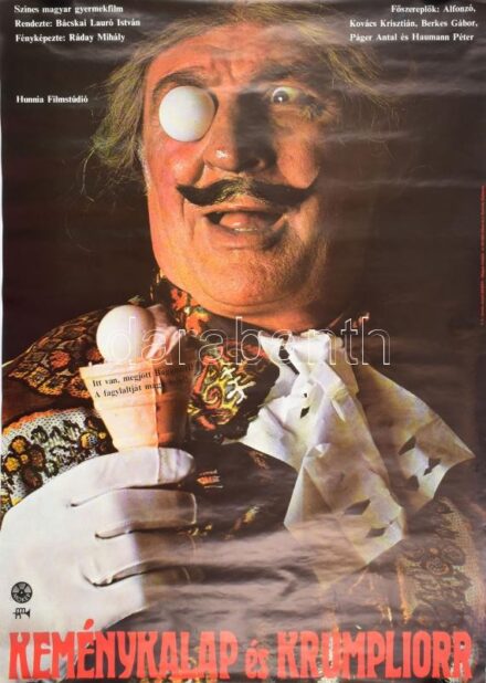 1978 Keménykalap és Krumpliorr, magyar filmplakát, rendezte: Bácskai Lauró István, főszereplők: Alfonzó, Kovács Krisztián, Berkes Gábor, Haumann Péter, Szilágyi István, Hunnia Filmstúdió, Bp., MOKÉP, MAHIR, Offset és J.-ny.,