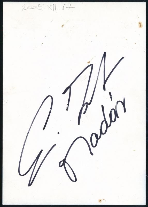 2005 Erdei Zsolt (1974-) bokszoló aláírása az őt ábrázoló kép hátoldalán