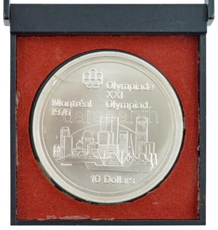 Kanada 1976. 10$ Ag 'Montreali Olimpia' dísztokban T:BU Canada 1976. 10 Dollars Ag 'Montreal Olympic Games' in case C:BU Krause KM#87