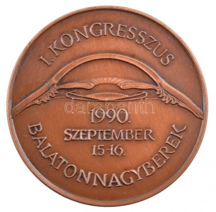 1990. 'Magyar Műlencse Implantációs Társaság / I. Kongresszus 1990. szeptember 15-16. Balatonnagyberek' kétoldalas bronz emlékérem (42,5mm) T:1-