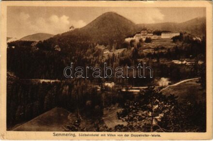 1912 Semmering, Südbahnhotel mit Villen von der Doppelreiter Warte (tiny tear)
