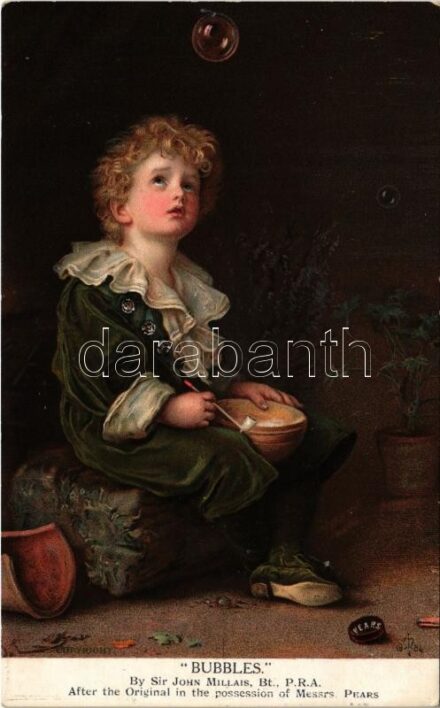 Bubbles. By Sir John Millais. 'Pears' Soap' British soap advertisement art postcard litho