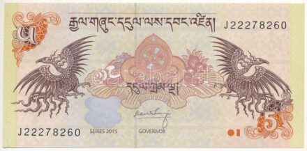 Bhután 2015. 5Ng T:I Bhutan 2015. 5 Ngultrum C:UNC Krause P#28