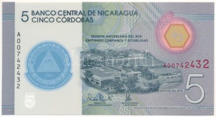 Nicaragua 2020. 5C 'Nicaragua Központi Bankjának 60. évfordulója' emlékkiadás T:I Nicaragua 2020. 5 Córdobas '60 Years of the Central Bank of Nicaragua' commemorative issue C:UNC Krause P#219a