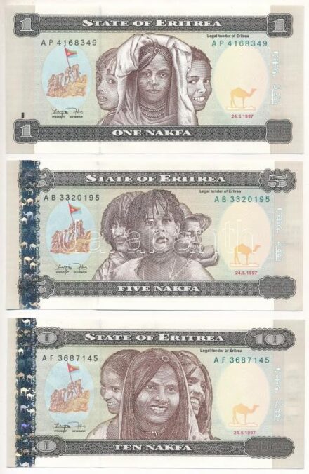 Eritrea 1997. 1N + 1997. 5N + 1997. 10N T:I Eritrea 1997. 1 Nakfa + 1997. 5 Nakfa + 1997. 10 Nakfa C:UNC