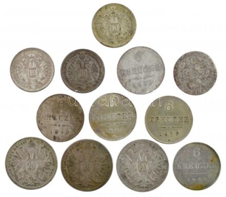 Ausztria 1835-1872. 3kr-20kr Ag (12db/5xklf) T:1--3 patina Austria 1835-1872. 3 Kreuzer - 20 Kreuzer Ag (12pcs/5xdiff) C:AU-F patina