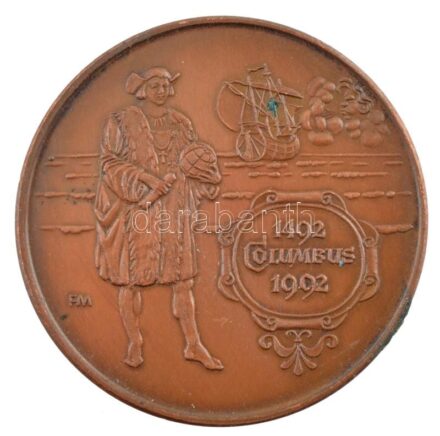 Fritz Mihály (1947-) 1992. 'Columbus 1492-1992' kétoldalas bronz emlékérem (42,5mm) T:1- apró patina