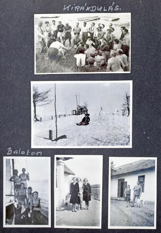 cca 1934-1950 Dinnyés Lajos (1901-1961) kisgazda politikus, miniszterelnök fotóalbuma, benne életképek, Balaton, Dabas, Brazil Pressó, Fészek Klub, motorcsónak versenyek, bulgáriai látogatás fotói, moszkvai látogatás fotói, 1 orosz - Image 2