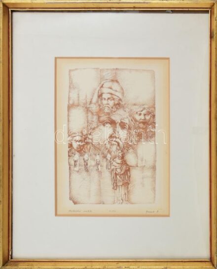 Gaál Domonkos (1940-2009): Budavári emlék. Rézkarc, papír, jelzett, számozott (50/50) Üvegezett fakeretben, 25x38,5 cm