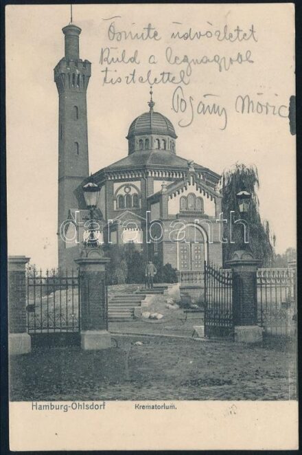1907 Pogány Móric (1878-1942) magyar építész, urbanista, egyetemi tanár; grafikusművész üdvözlőlapja Kézdi-Kovács László (1864-1942) festőművésznek újságírónak, a Pesti Hírlap szerkesztőségébe küldve. Auf hoher See, an