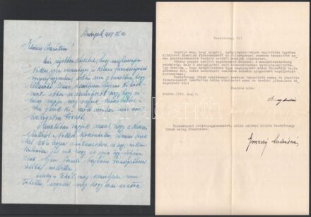 1947-1948 Bartóffy Miklós (1882-1964) vezérőrnagy, hadügyminisztériumi miniszteri biztos, volt katonatárs részére szóló hálálkodó levelek, hogy segített nyugdíj/illetmény ügyek elintézésében, katonatársak levelei vagy azok