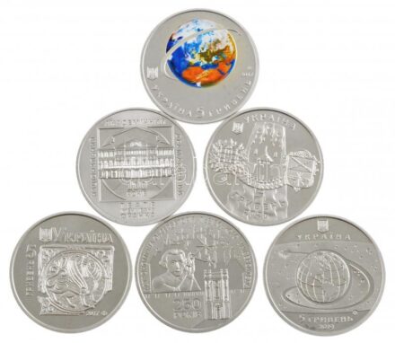 Ukrajna 2017-2021. 5H alpakka (6xklf) forgalomba nem került emlékkiadások T:1- (PP) ujjlenyomat Ukraine 2017-2021. 5 Hryven nickel silver (6xdiff) non-circulating commemorative issues C:AU (PP) fingerprints