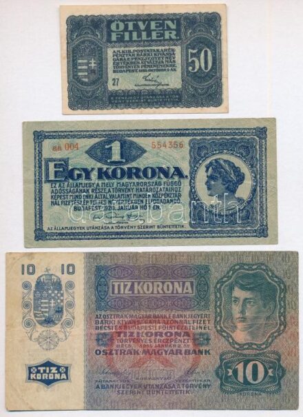 1913. 20K (2db, I. és II. kiadás, mindkettő piros 'DEUTSCHÖSTERREICH' felülbélyegzéssel) + 1915. 10K + 1920. 50f + 1920. 1K T:III