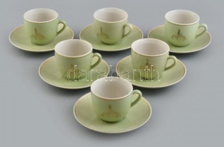 Kínai teáscsésze, porcelán, jelzett, kopott, 6 db.