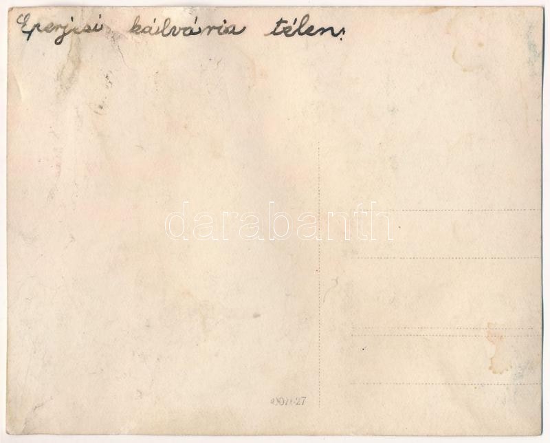 Eperjes, Presov; Kálvária télen / Calvary church in winter. photo (10,9 x 8,7 cm) (felszíni sérülés / surface damage) - Image 2