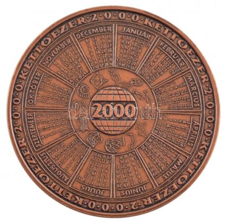 2000. 'MÉE köszönti az Államalapítás ezredik évfordulóját' kétoldalas Br naptárérem (42,5mm) T:1- kis ph Adamo BP50
