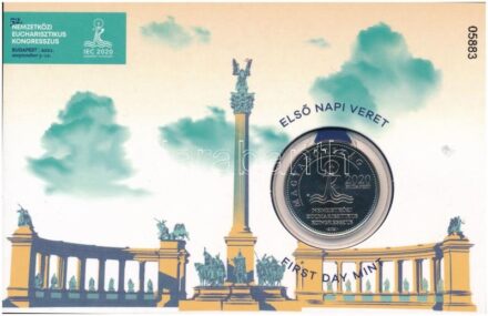 2021. 50Ft Cu-Ni '52. Nemzetközi Eucharisztikus Kongresszus' elsőnapi veret számozott emléklapon '05883' T:1