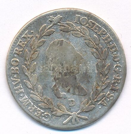 1787B 20kr Ag 'II. József' T:2-,3 patina Huszár: 1880., Unger III: 1329.a